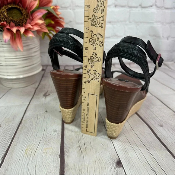 White house black market WHBM Porter wedge high heel sandals sz 8.5 - Picture 4 of 6